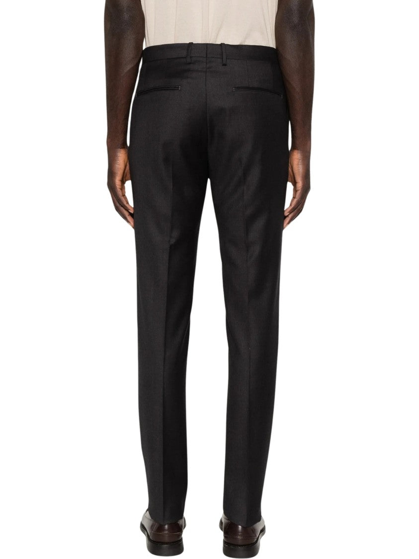 Tagliatore Black Pocket Belt-Loop Wool Formal Pants