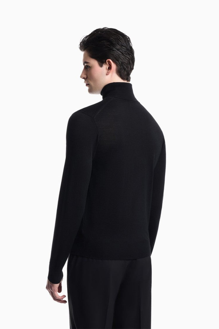 Emporio Armani Black Turtleneck Wool Sweater