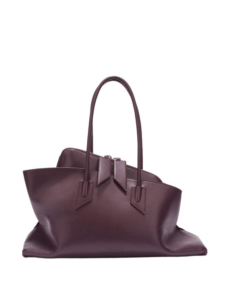 The Attico Medium Shoulder Bag In Violet Leather With Tubular Handles