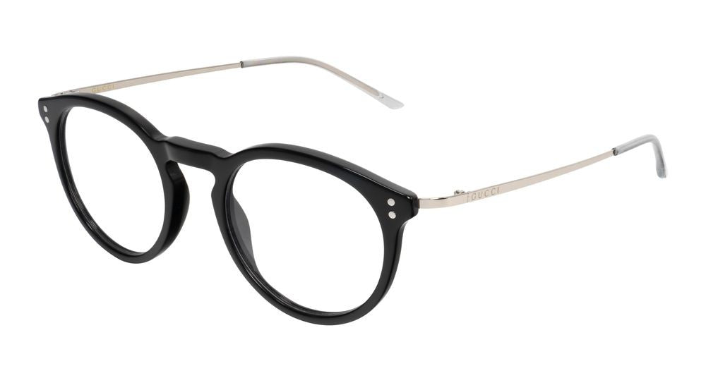Gucci Black Silver Metal Temples Eyeglasses