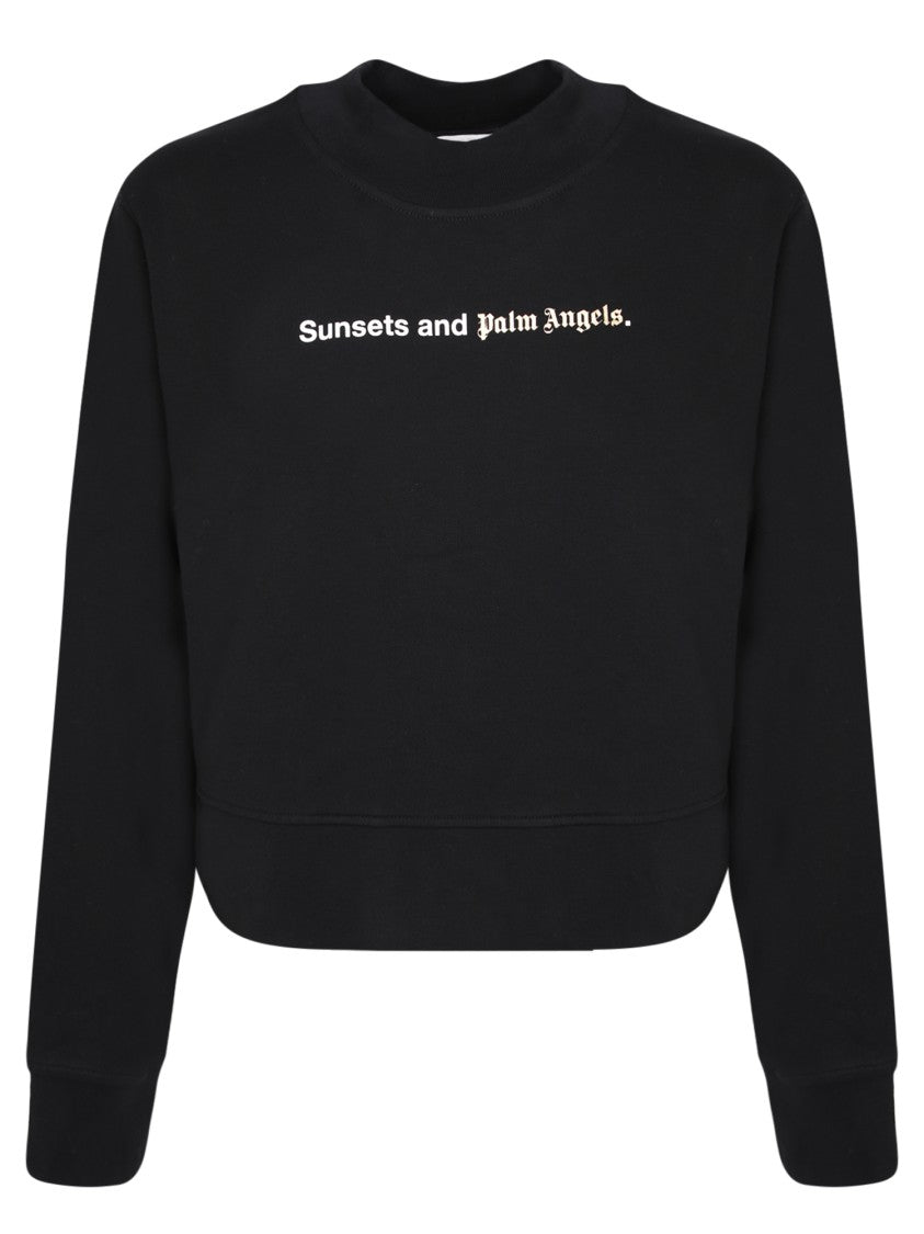 Palm Angels Cropped Black Sweatshirt