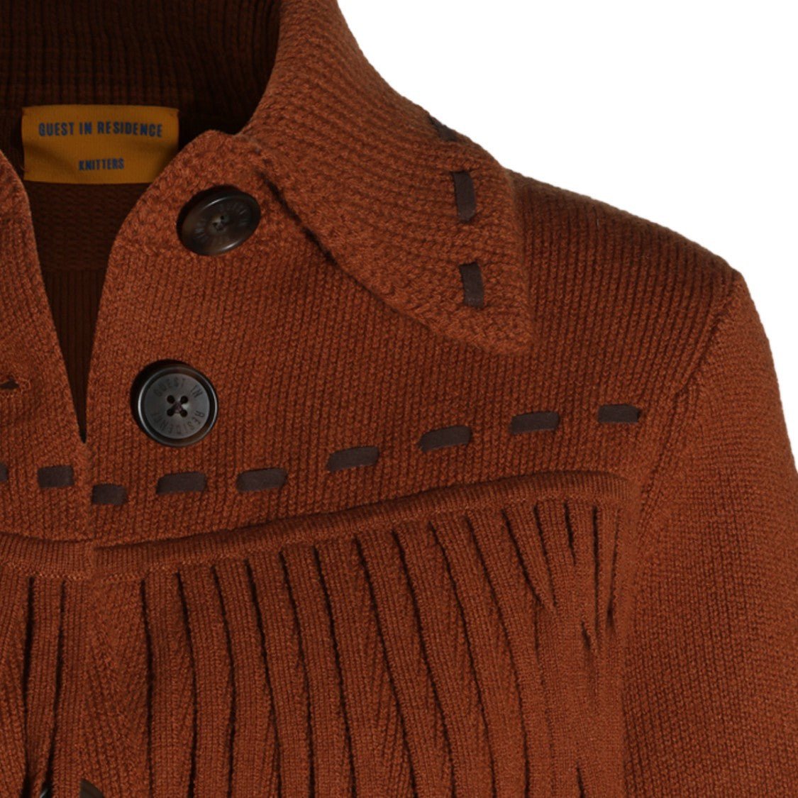 Guest In Residence Brown Fringe Button-Up Knit Jacket