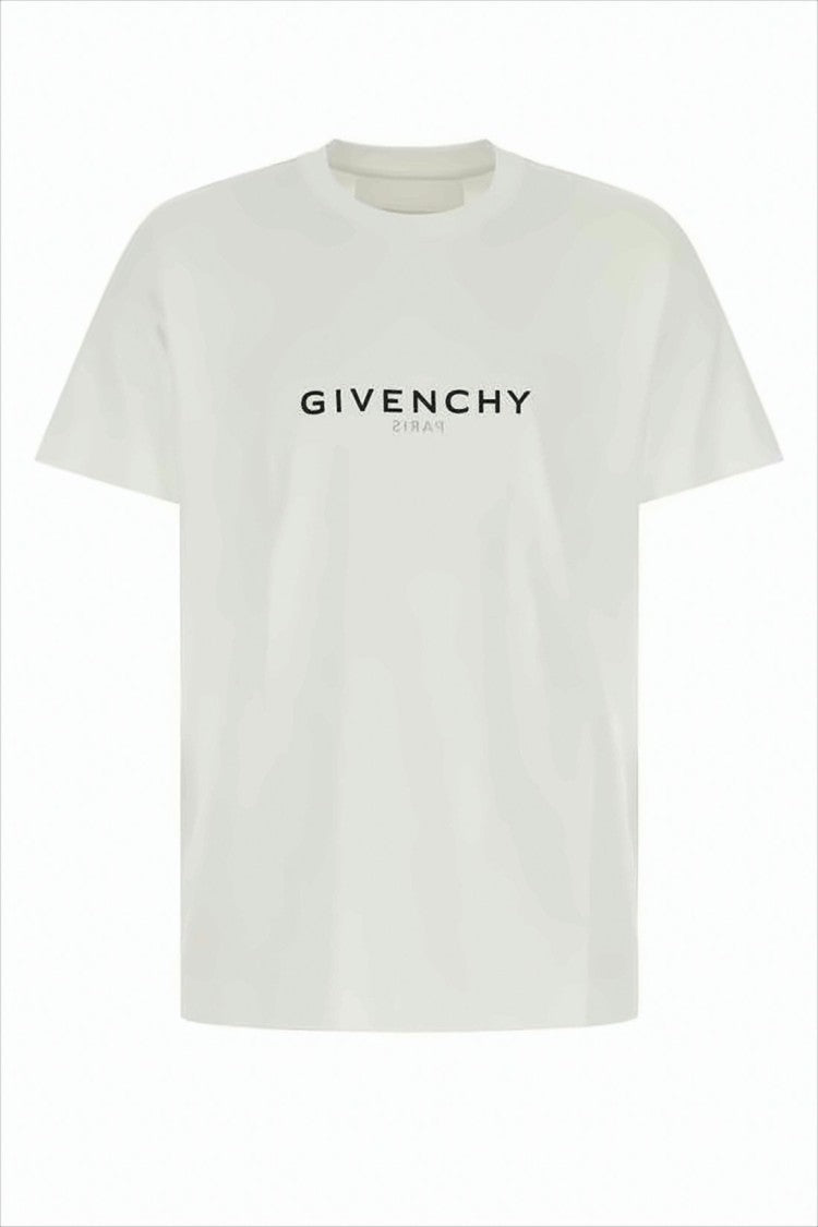 Givenchy Boxy-Cut White Cotton T-Shirt With Bold Logo And Minimalist Design