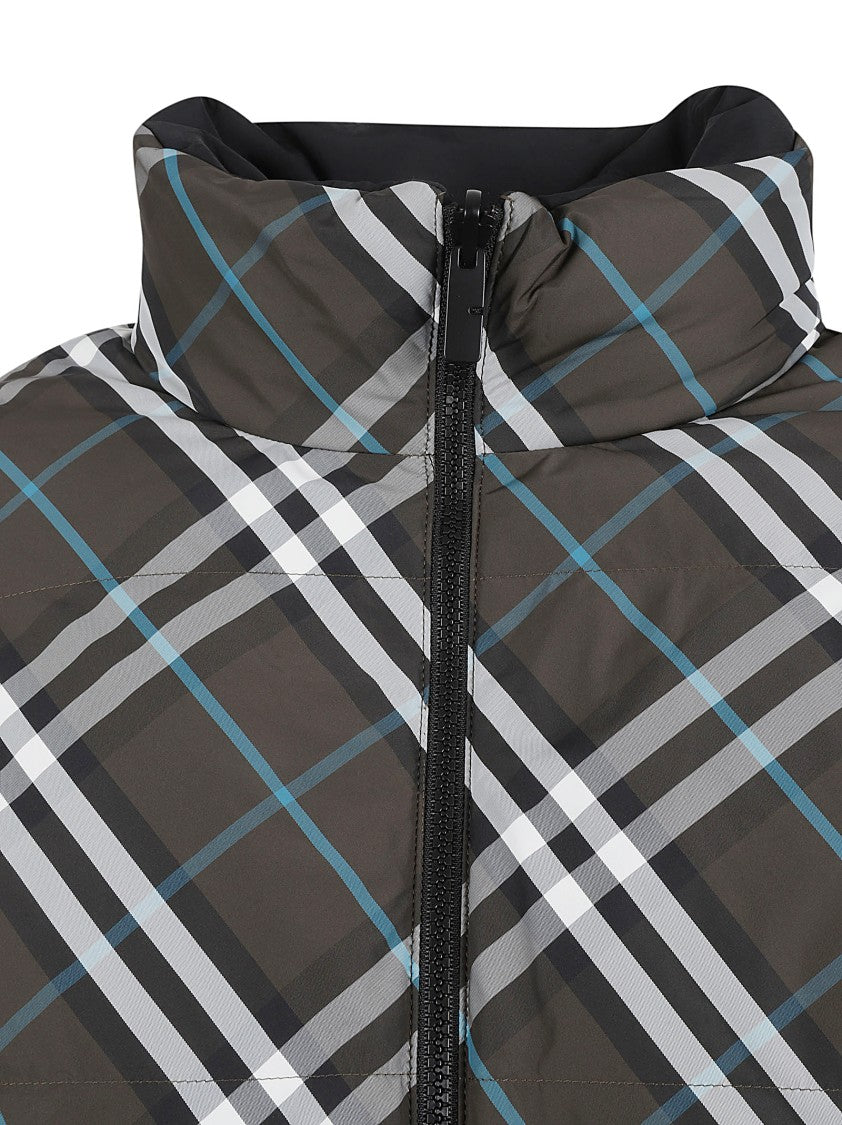 Burberry Plaid Pattern Puffy Coat