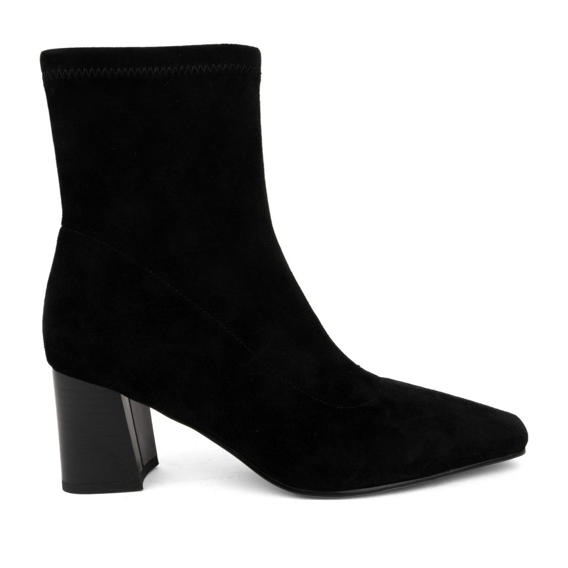 Linda Baumann Black Pointed Toe Mid-Heel Side Zipper Leather Dress Boots