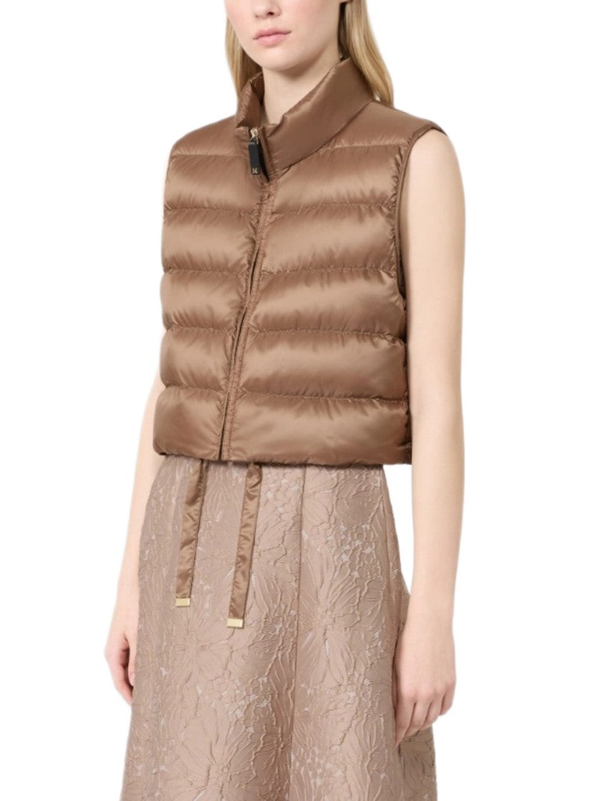 Max Mara Cropped Sleeveless Puffer Jacket With High Collar And Metallic Detail