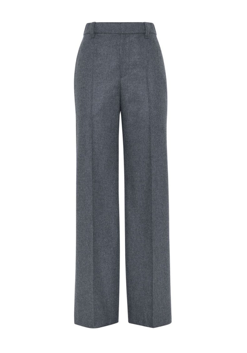 Brunello Cucinelli Wide-Leg Tailored Trousers With Front Pleats
