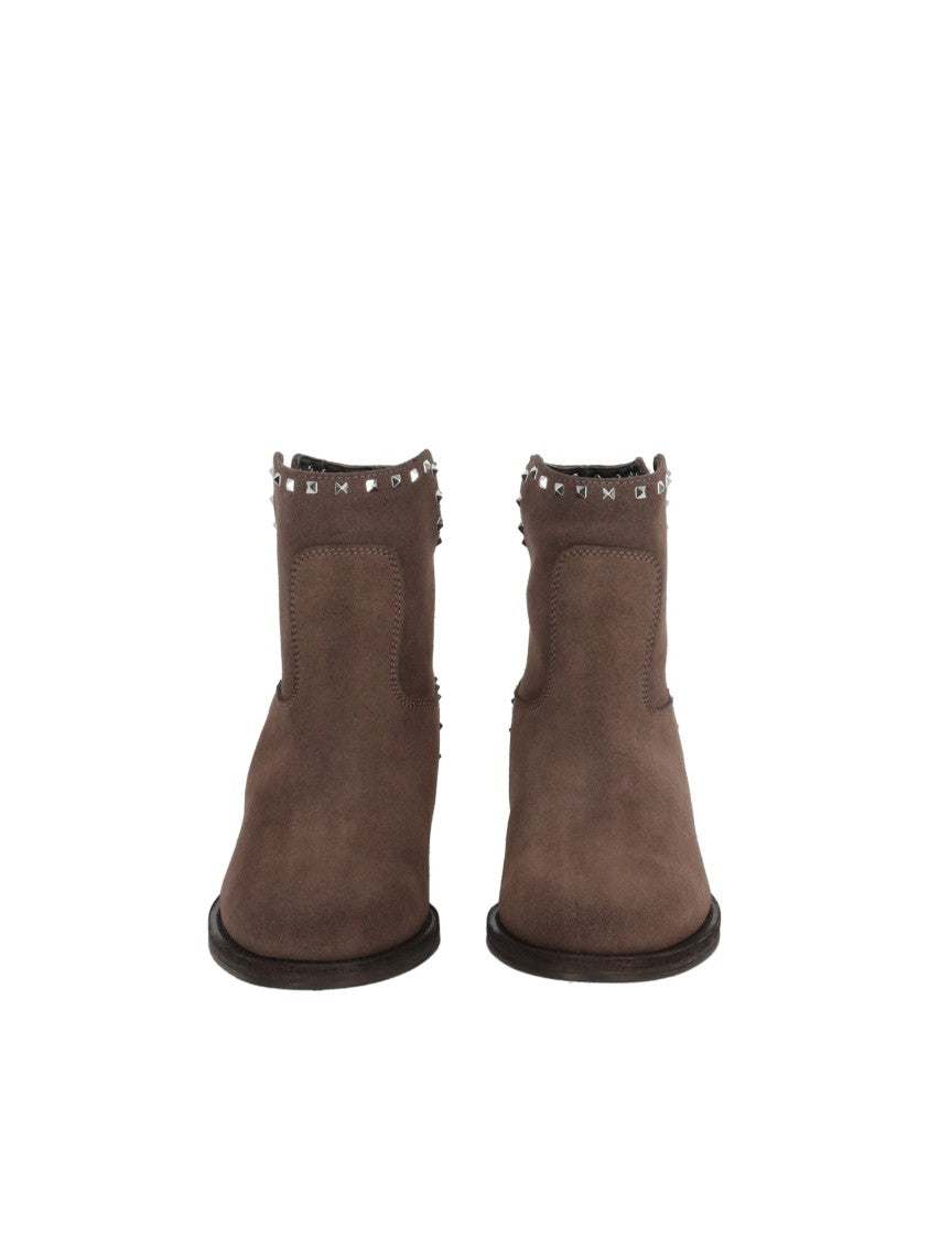 Via Roma 15 Tronc Spacco Suede Metallic Ankle Boots