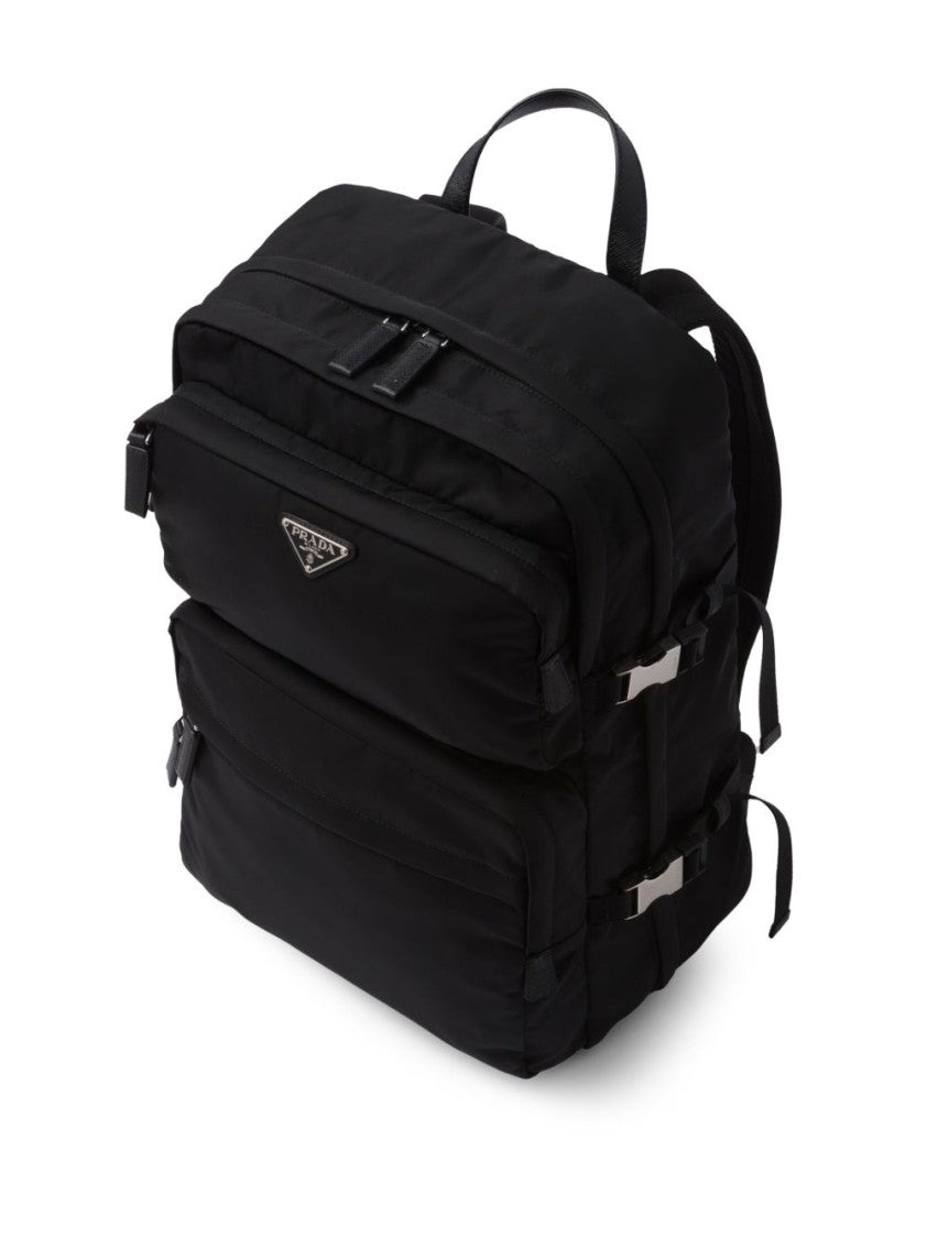 Prada Black Structured Zippered Compartments Backpack
