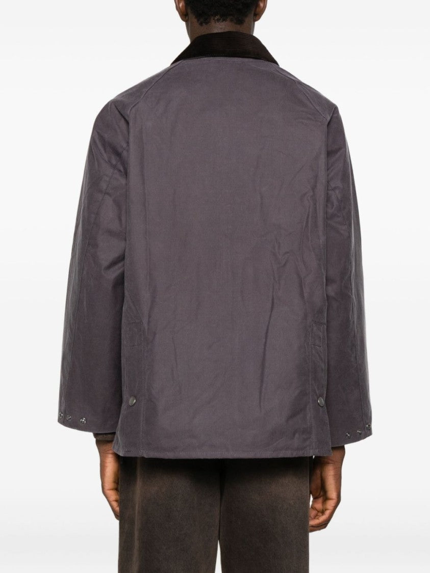 Barbour Boxy Gray Jacket With Corduroy Collar