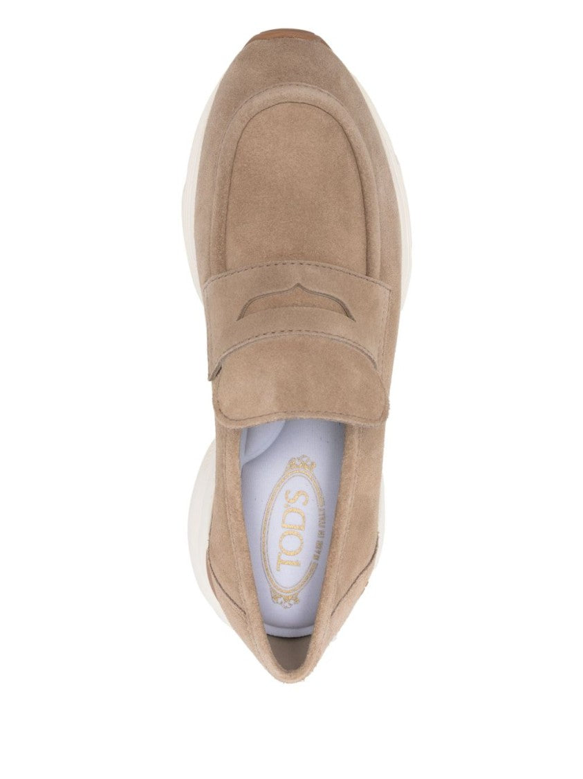 Tod's Suede Calfskin Sneakers With Penny Strap Detail