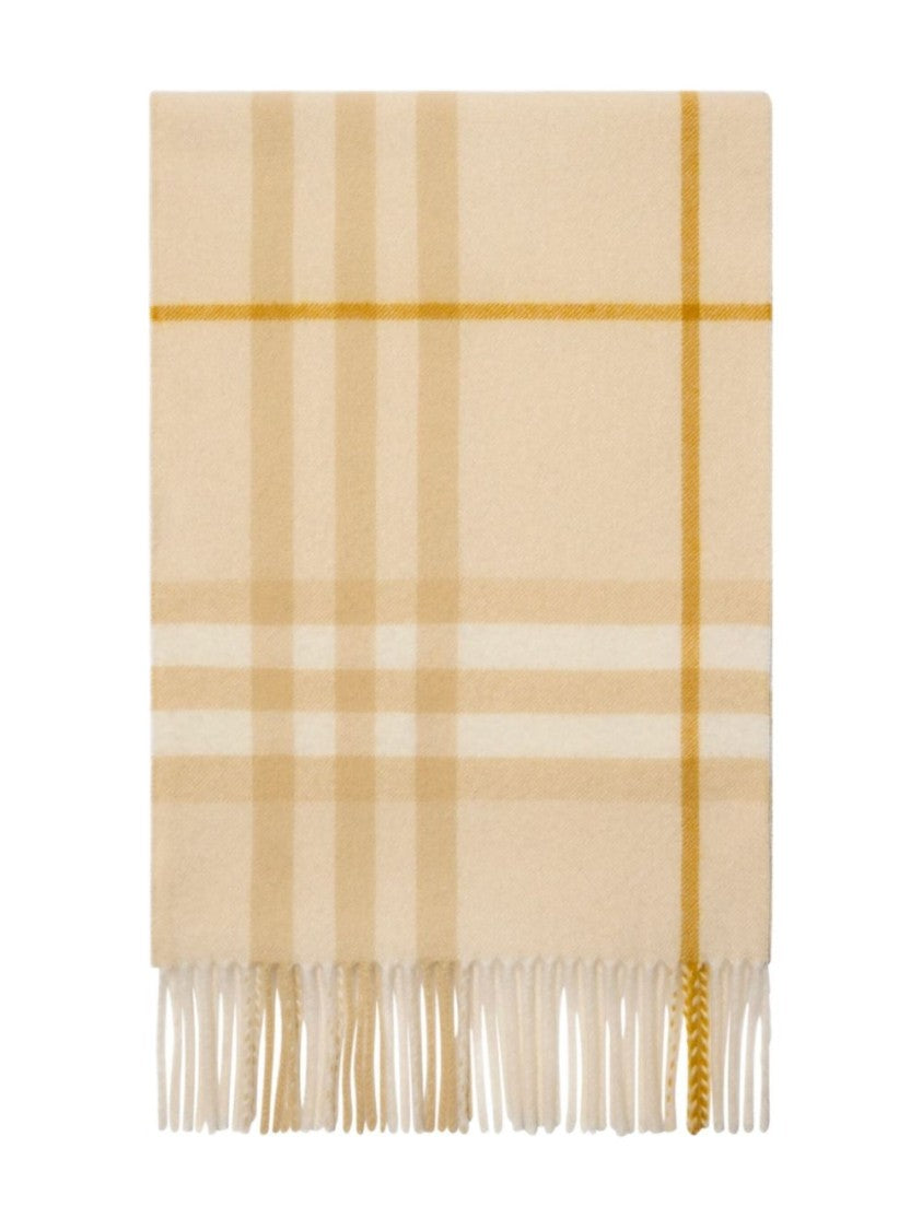 Burberry Check Cashmere Fringing Scarf