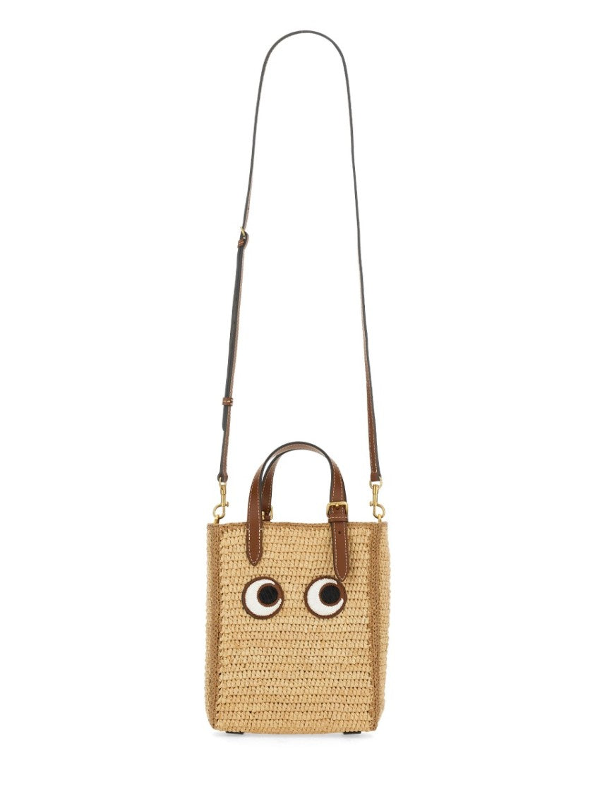 Anya Hindmarch Woven Raffia Tote With Embroidered Eye Design