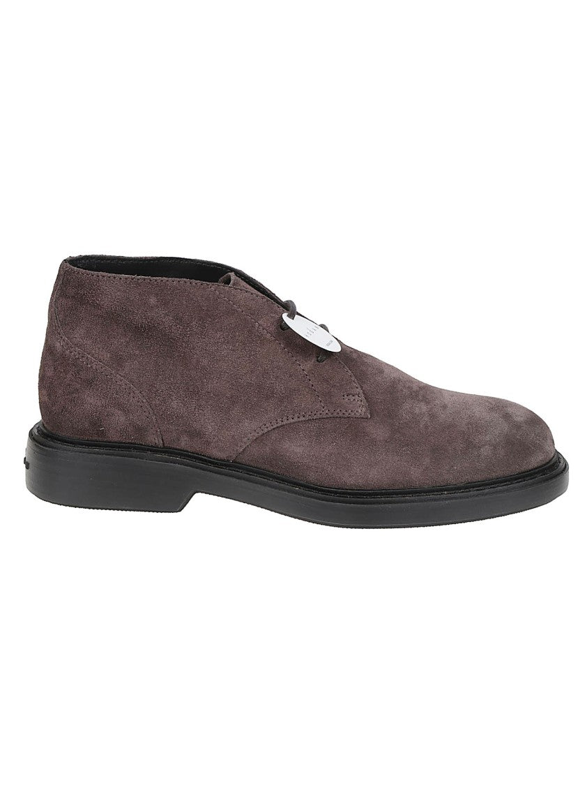 Hogan H704 Leather Lace-Up Ankle Boots
