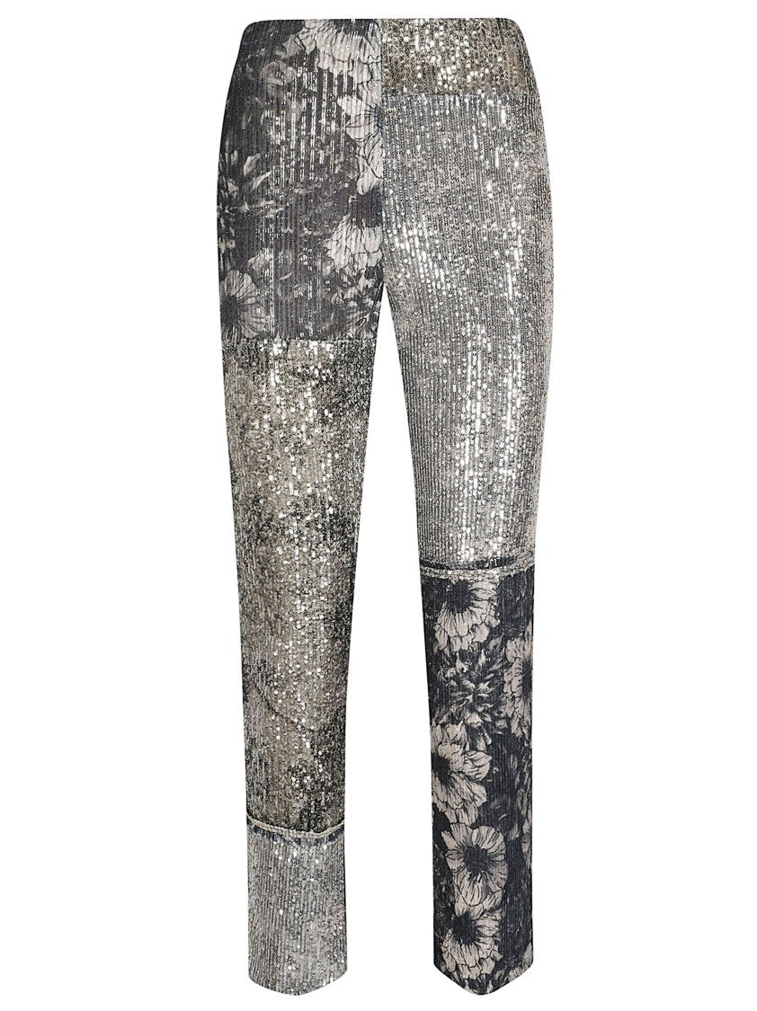Maison Margiela Patchwork Grey Jeans With Sequined Panels And Cropped Cut