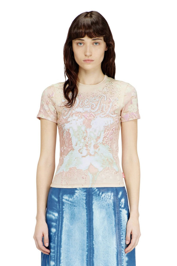 Diesel Multicolor Cotton Printed T-Shirt