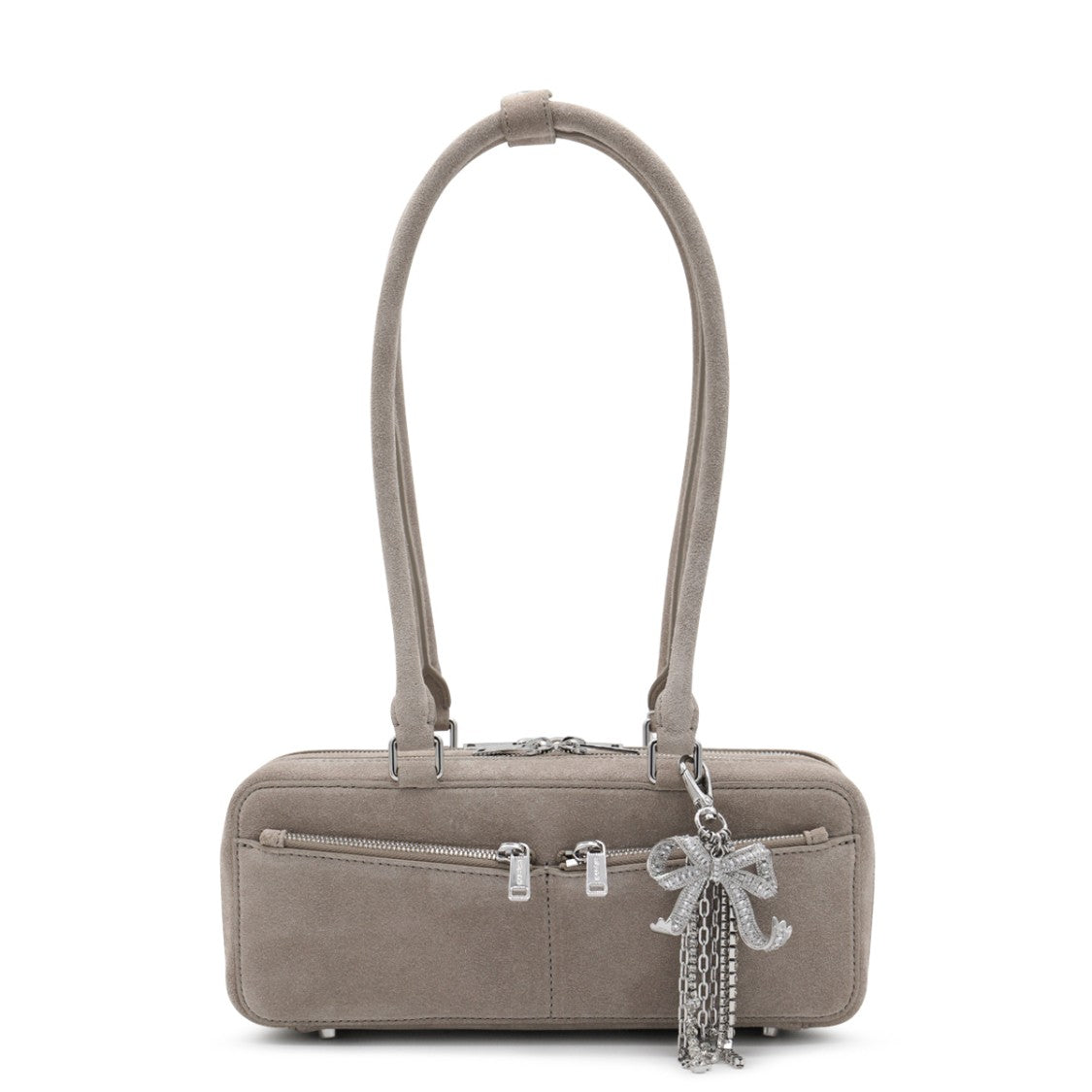Self-Portrait Grey Suede Top Handle Bag