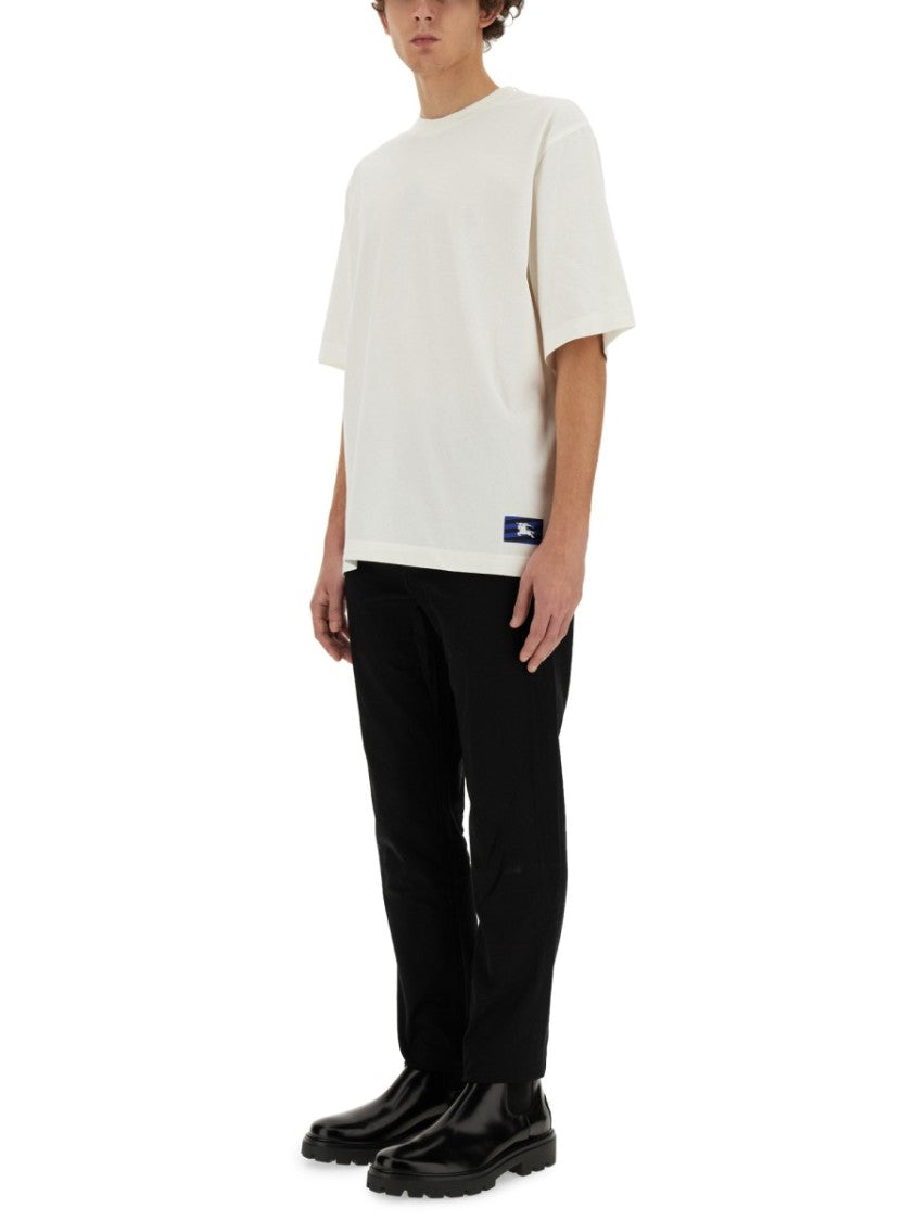 Burberry Regular Fit Cotton T-Shirt With Subtle Hem Patch
