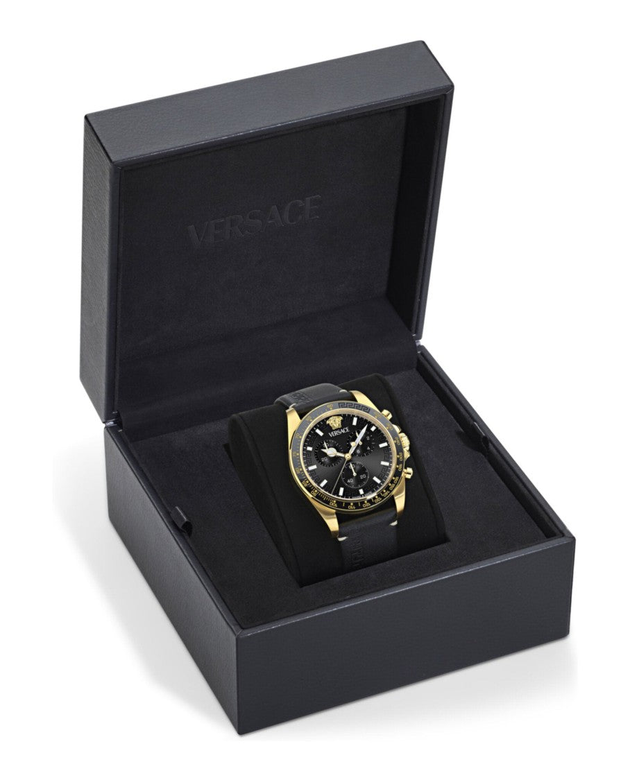 Versace Greca Chrono Wave Leather Watch