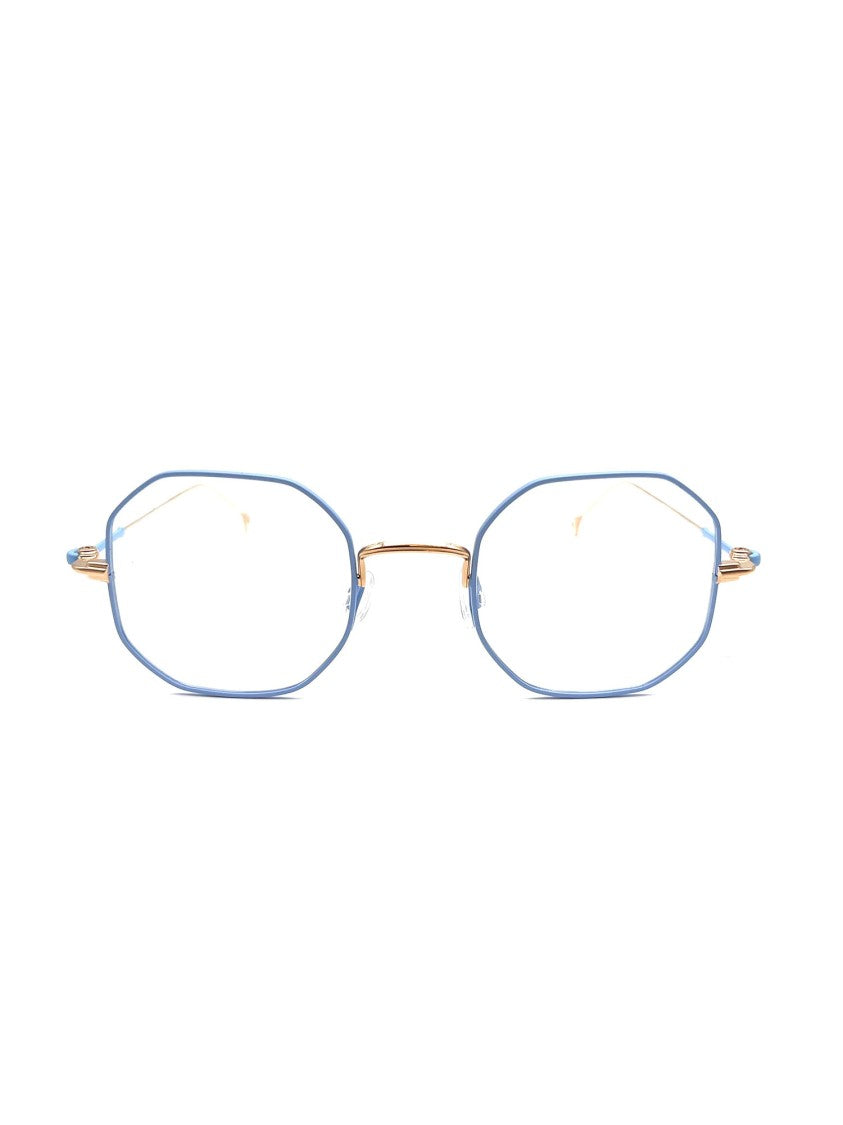 Anne & Valentine Octagonal Titanium Optical Frames With Gold Accents