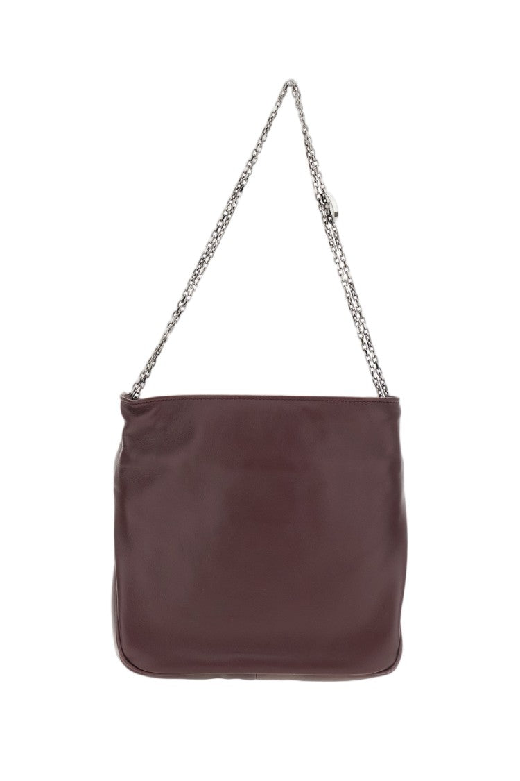 Roger Vivier Burgundy Soft Leather Crystal Buckle Shoulder Bag