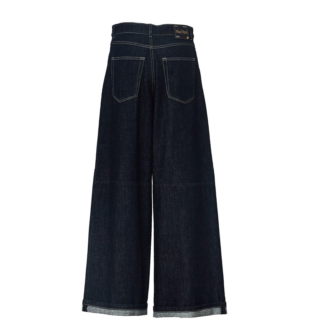 Max Mara Wide Leg Indigo Denim Jeans With Kapok Blend