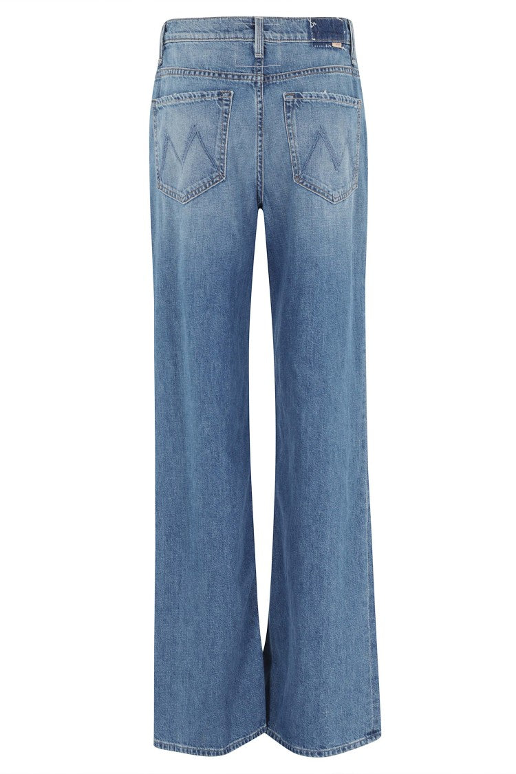 Mother Indigo The Return Zip Sneak Flared Cotton Jeans