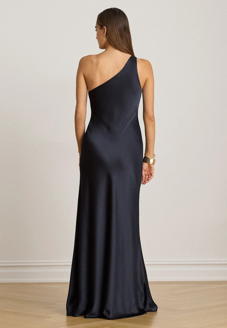 Lauren Ralph Lauren Floor-Length Satin One-Shoulder Maxi Dress