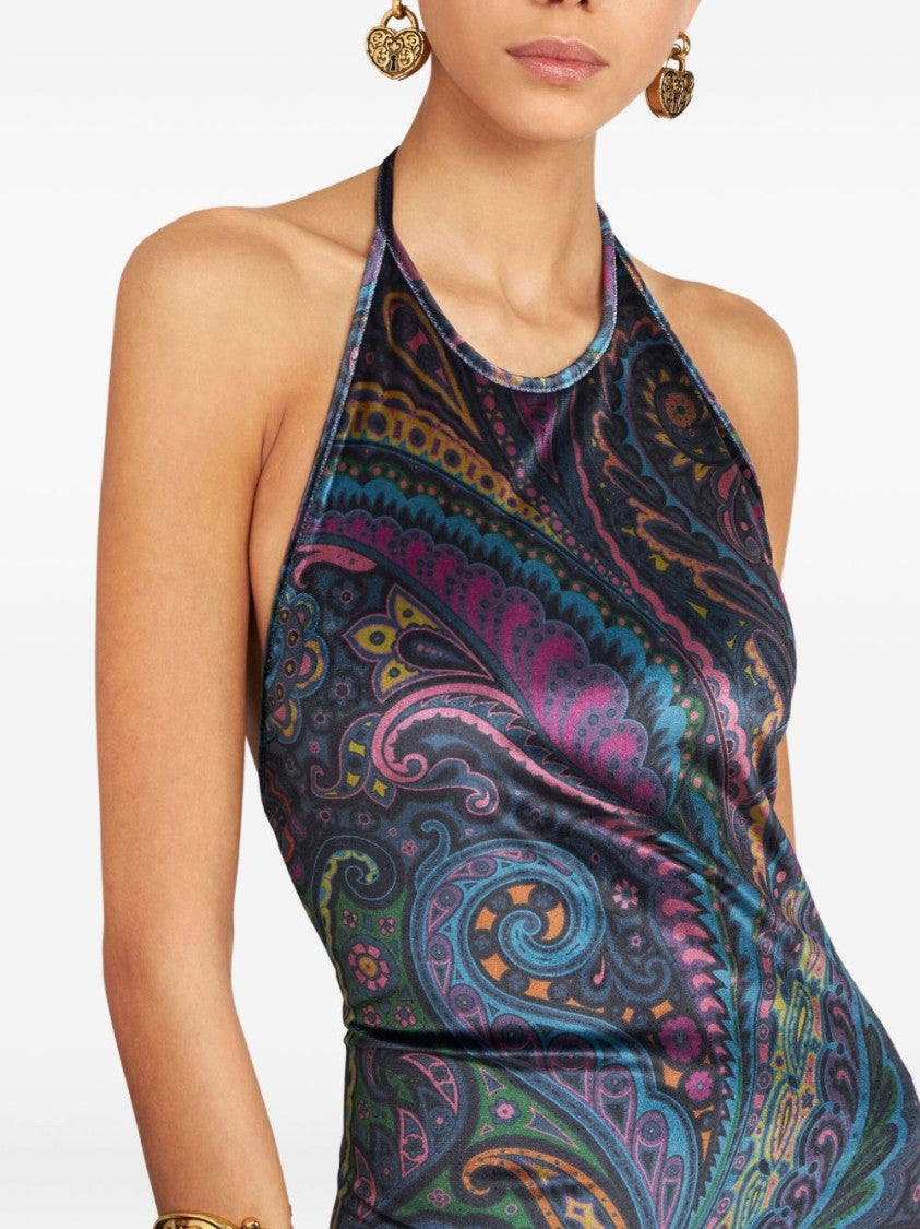 Etro Paisley Maxi Dress With Halter Neckline
