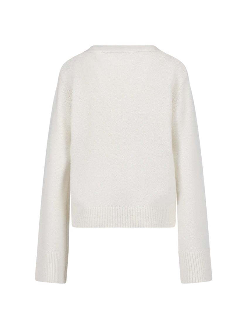Lisa Yang Cropped V-Neck Button Knit Sweater