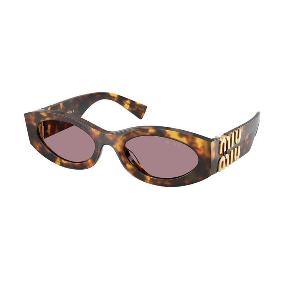 Miu Miu 0Mu 11Ws Miu Glimpse Oval Havana Acetate Sunglasses