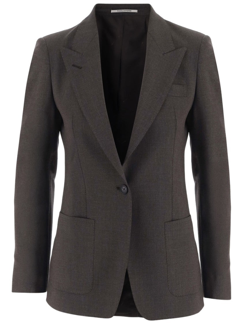Tagliatore Tailored Stretch Wool Jacket With Pointed Lapels And Classic Detailing
