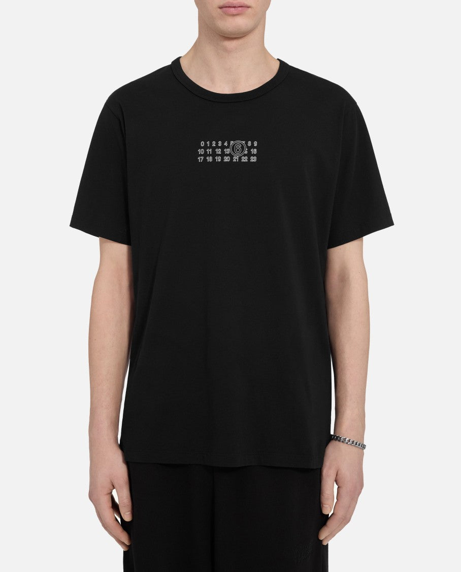 Mm6 By Maison Margiela Black Crewneck T-Shirt With Front Print