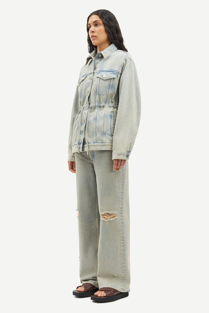 Samsoe Samsoe Loose-Fit Denim Jacket With Waist Drawstring