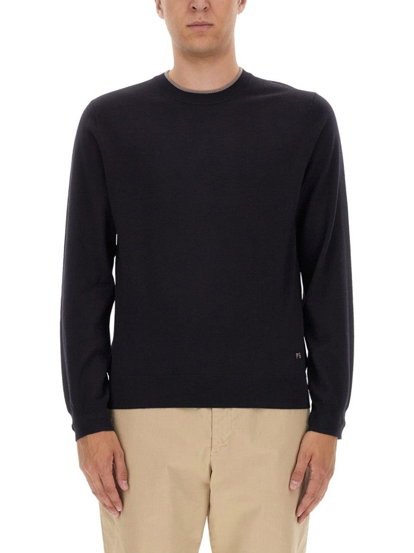 Ps Paul Smith Regular Fit Black Merino Wool Jersey