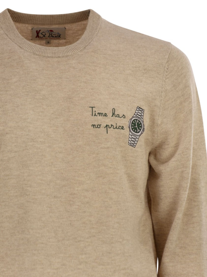 Mc2 Saint Barth Crew Neck Jumper With Ribbed Accents