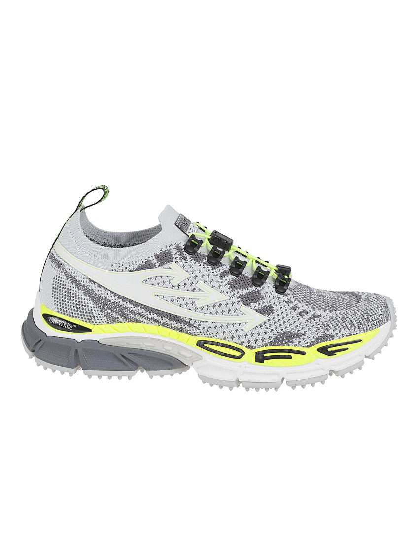 Off-White Knitted Low-Profile Off-White Sneakers With Neon Accents