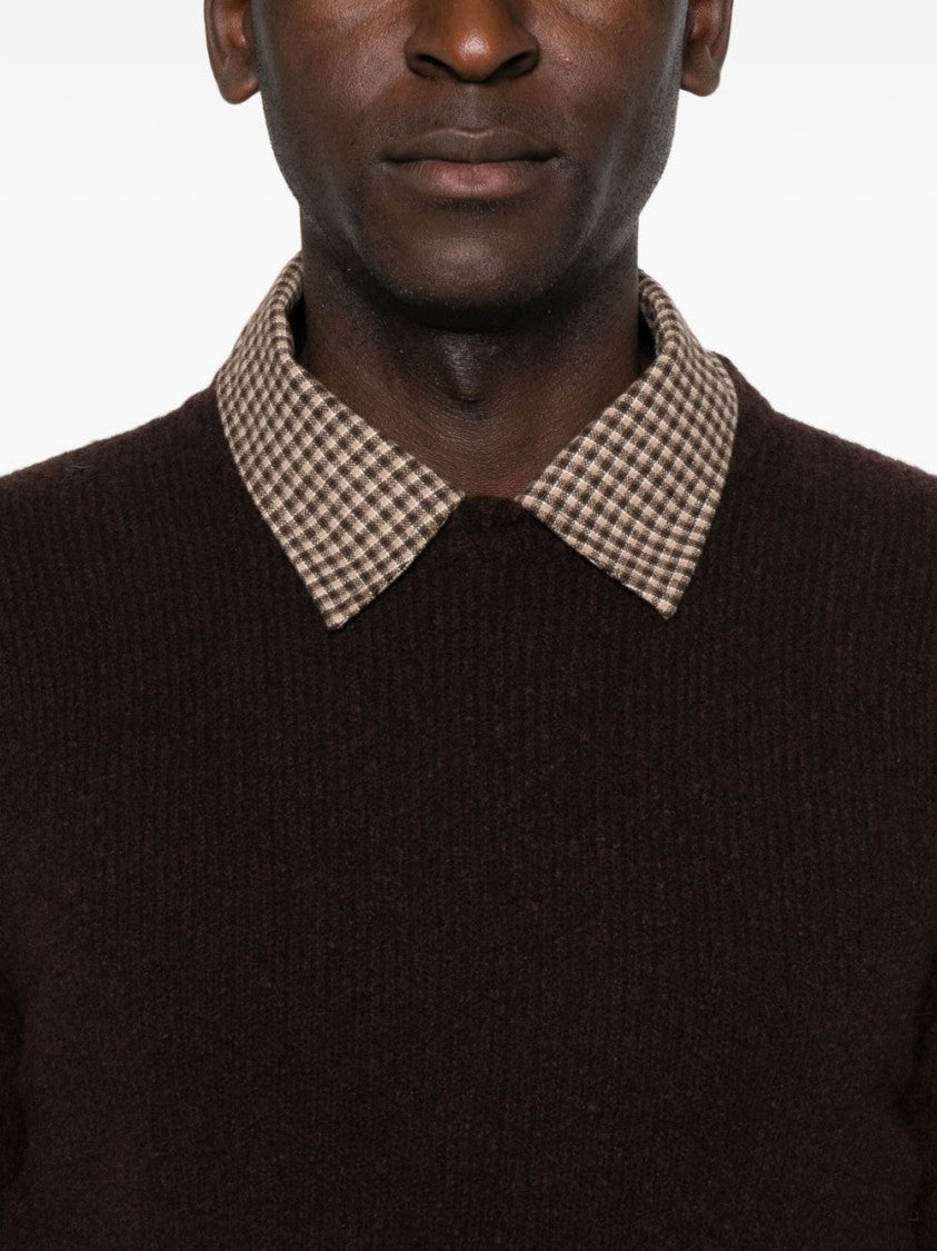Amaranto Crew Neck Brown Knit Sweater