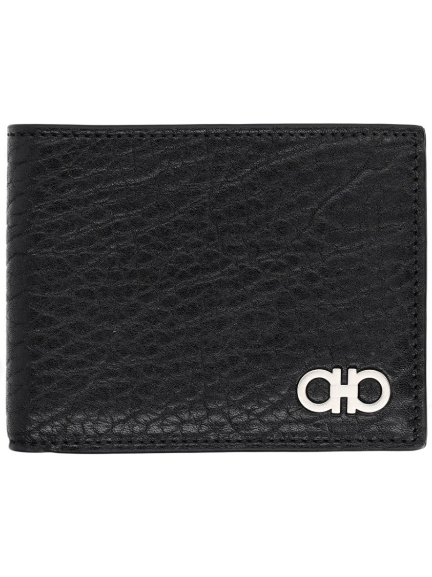 Ferragamo Neutrals Hooks Textured Calf Leather Wallet