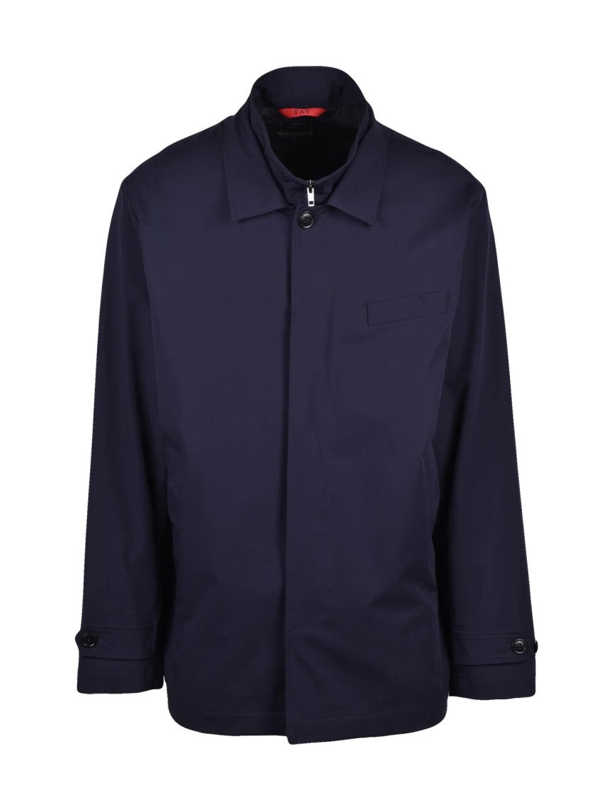 Fay Midnight Blue Polyamide Elastane Overcoat