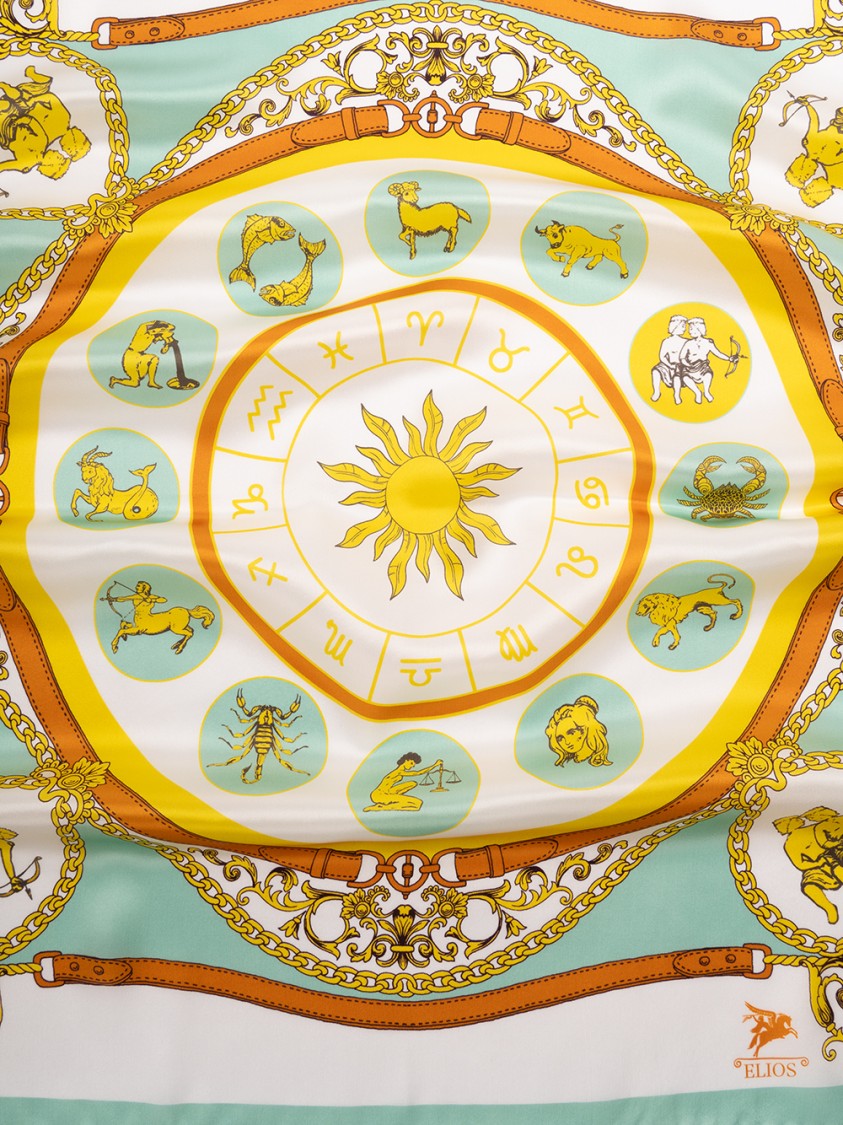 Elios Zodiac Sign Silk Scarf With Detailing