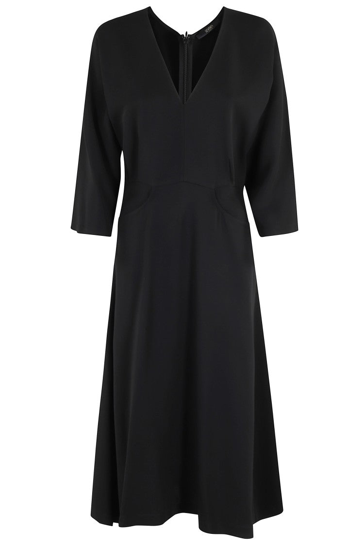 Seventy Flared Midi Dress With V-Neckline And Kimono Sleeves