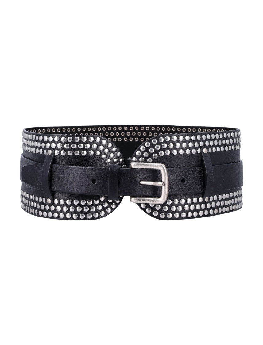 Golden Goose Wide Black Studded Belt