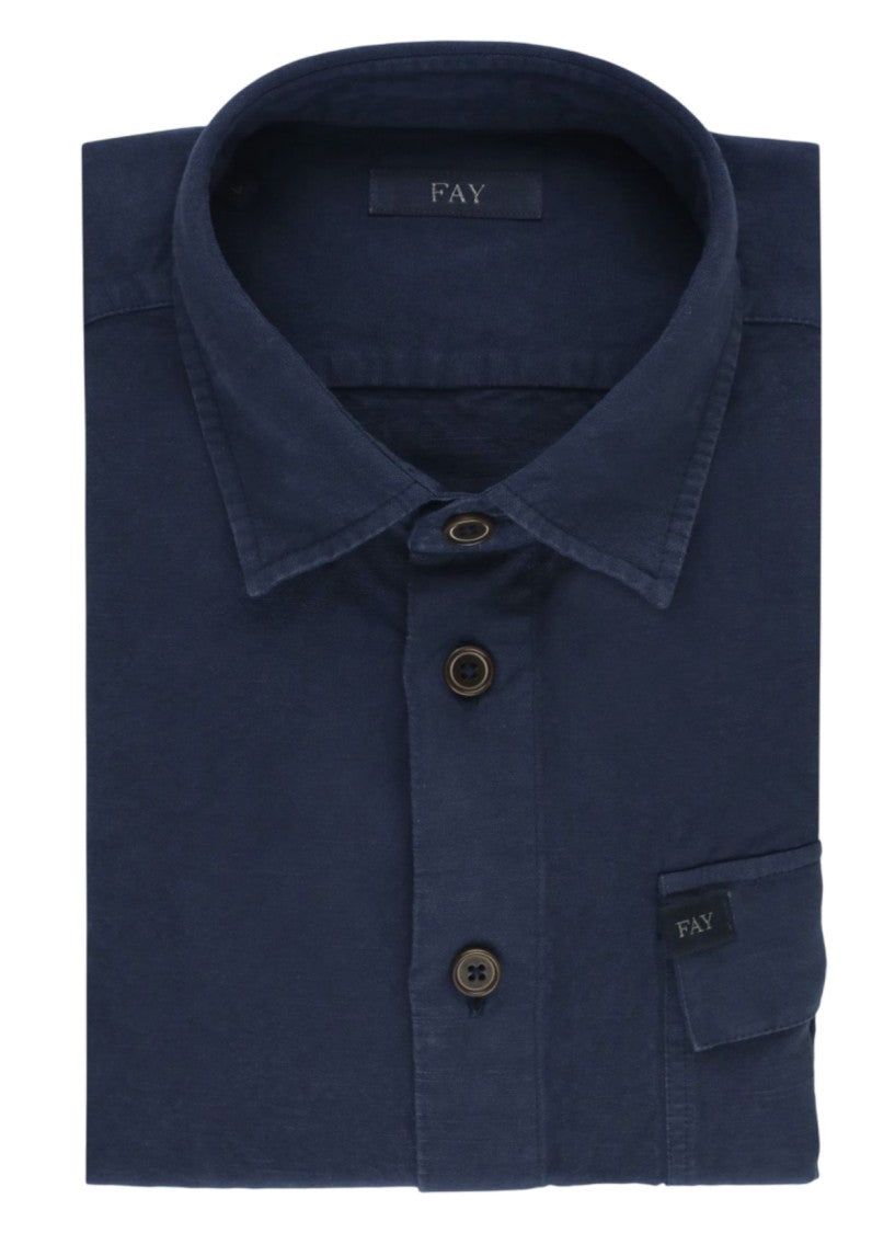 Fay Dark Navy Button-Down Shirt