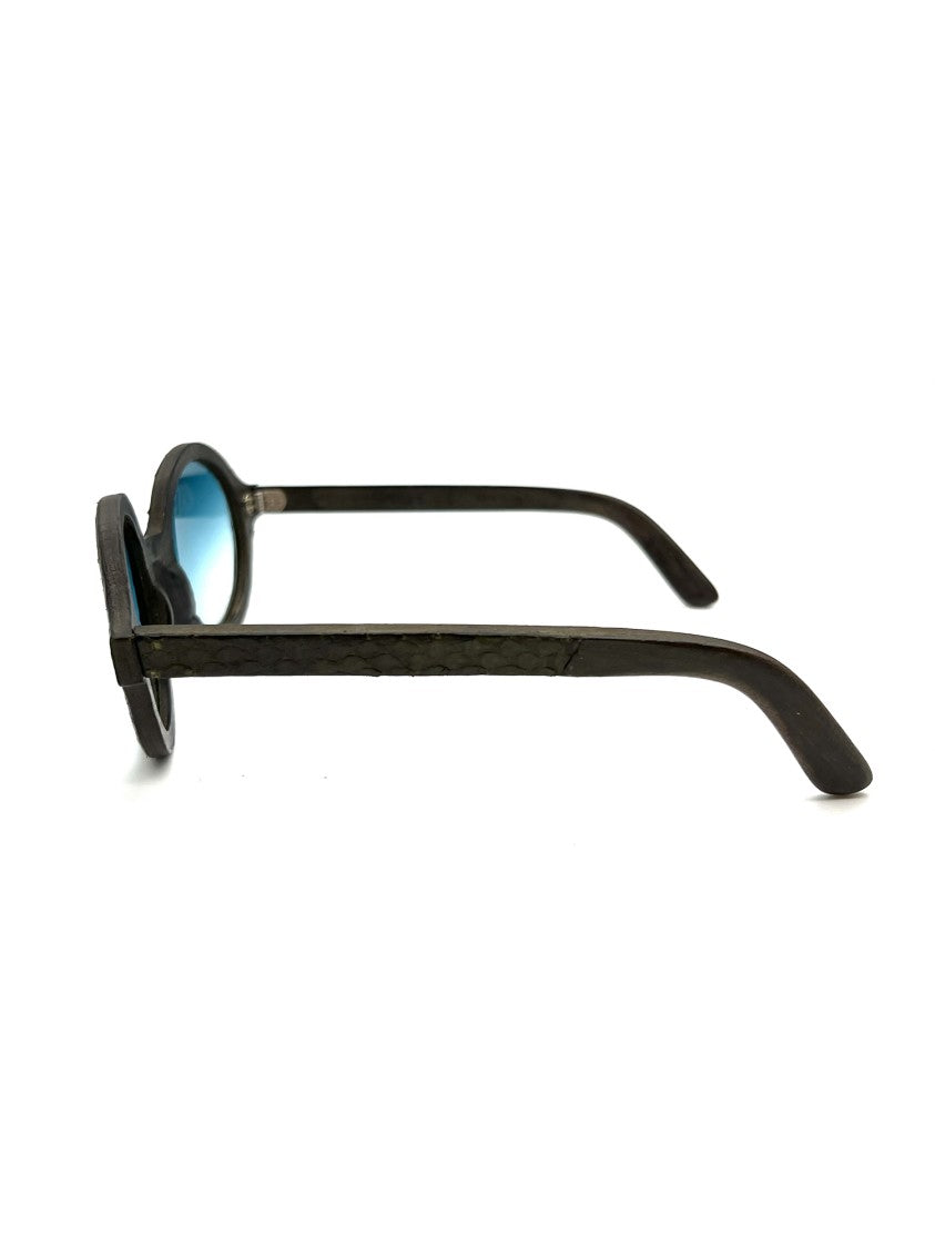 Slave To Ancestors Black Wheel Pitone Round Leather Frames