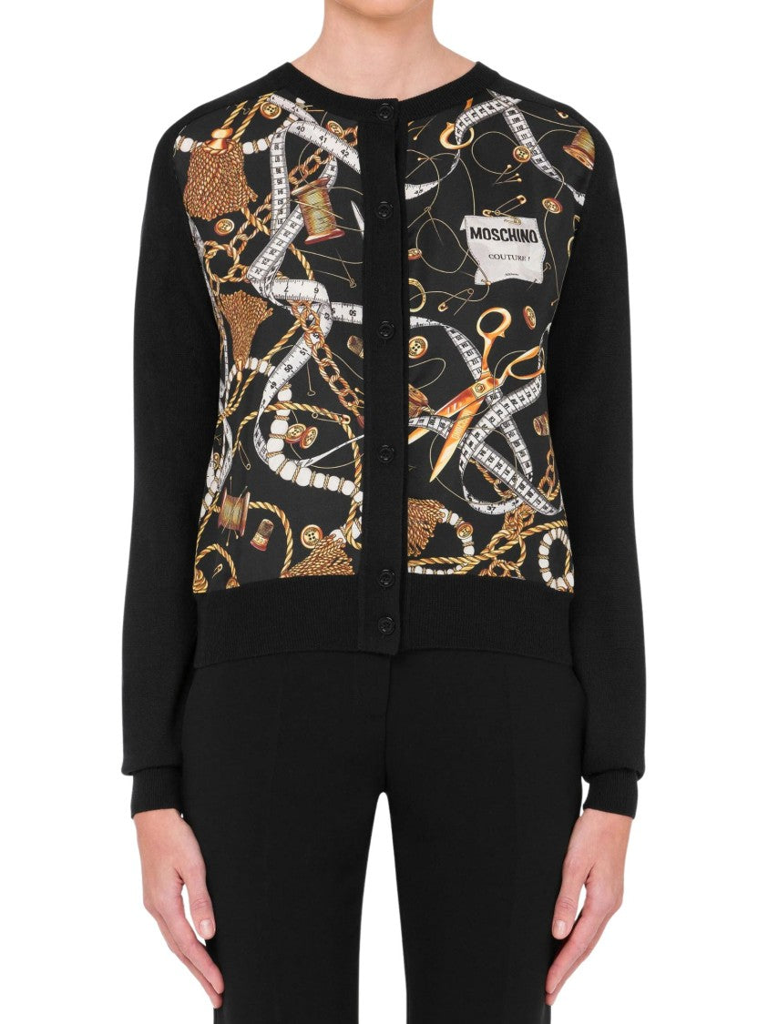 Moschino Silk Twill Intarsia Cardigan