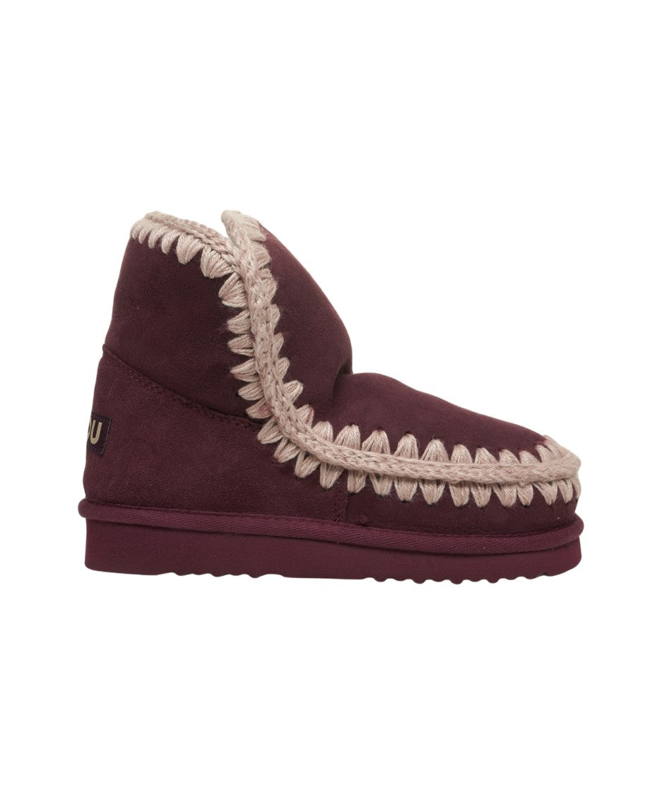 Mou Eskimo Ankle Boots In Deep Burgundy Suede