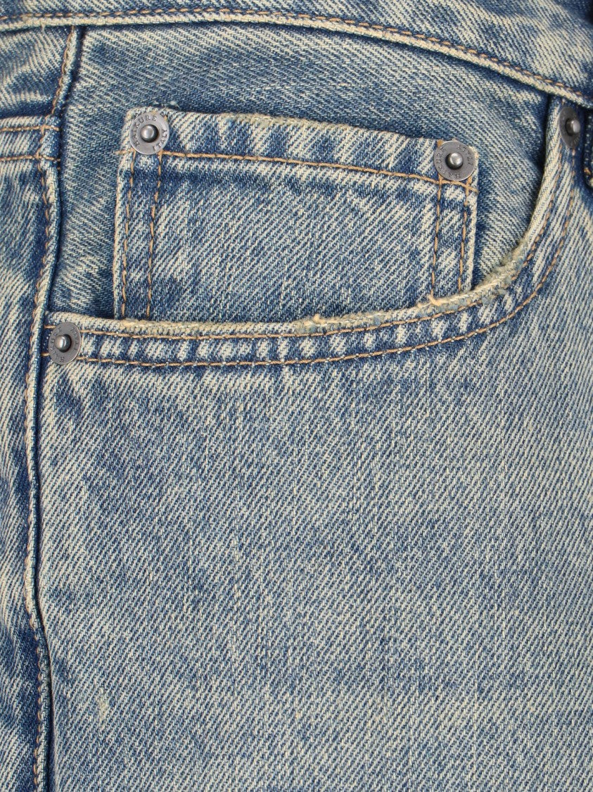 Haikure Blue Cotton Denim Straight-Leg Jeans With Five-Pocket Design