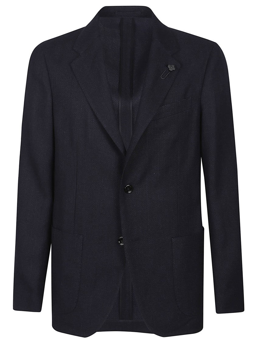 Lardini Black Roma Virgin Wool-Blend Blazer