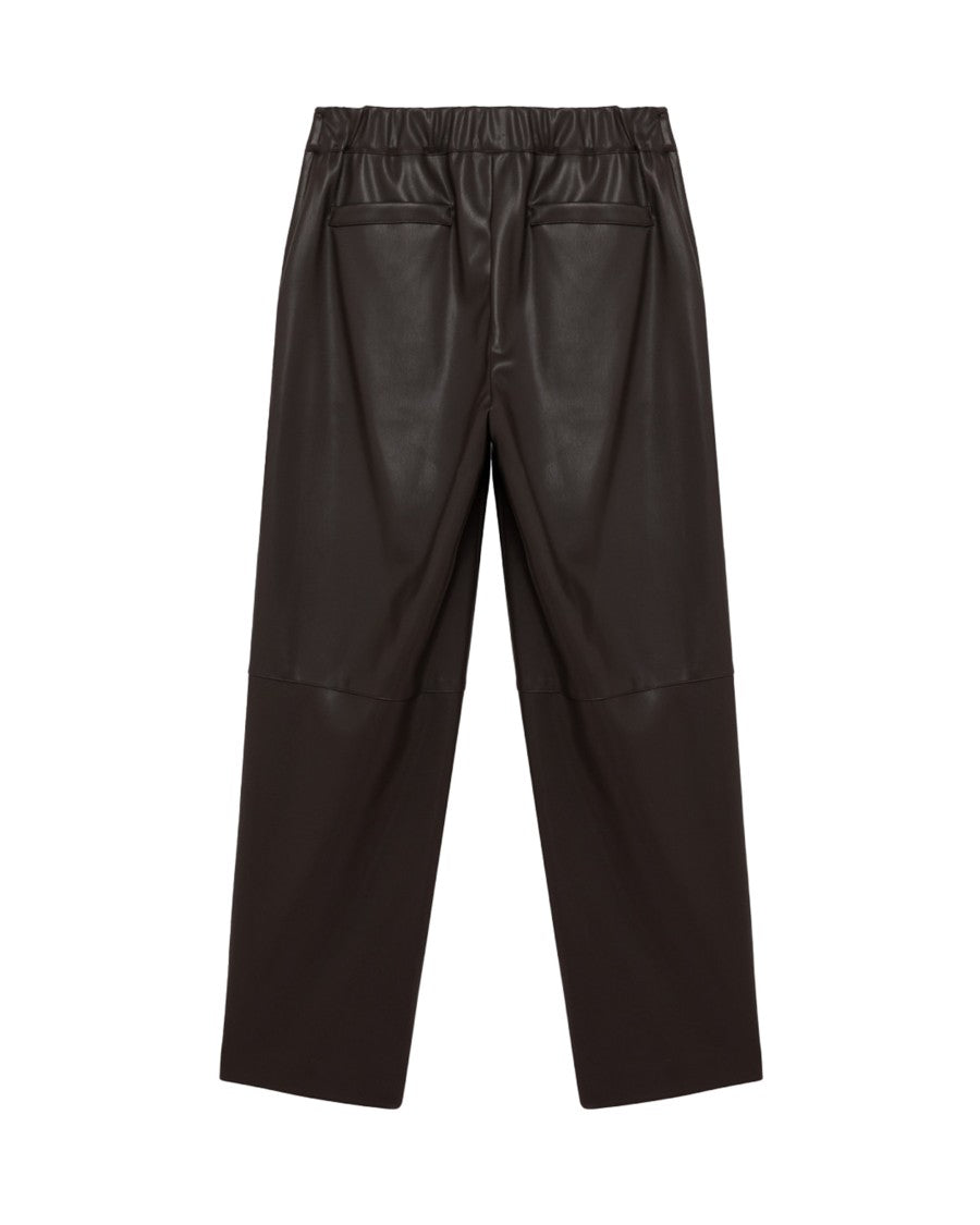 Alpha Studio Straight-Leg Faux Leather Trousers With High Waist